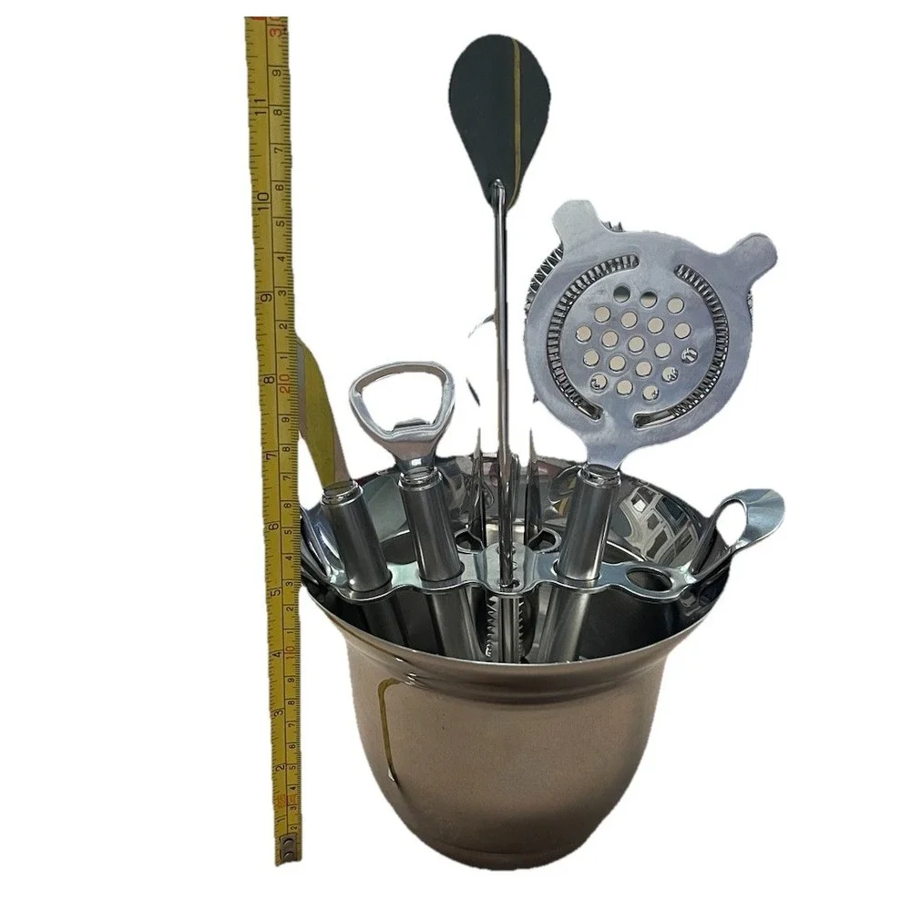 Bar Tool Set Bartender Kit with‎ Stainless Steel Ice Bucket-Pottery Barn